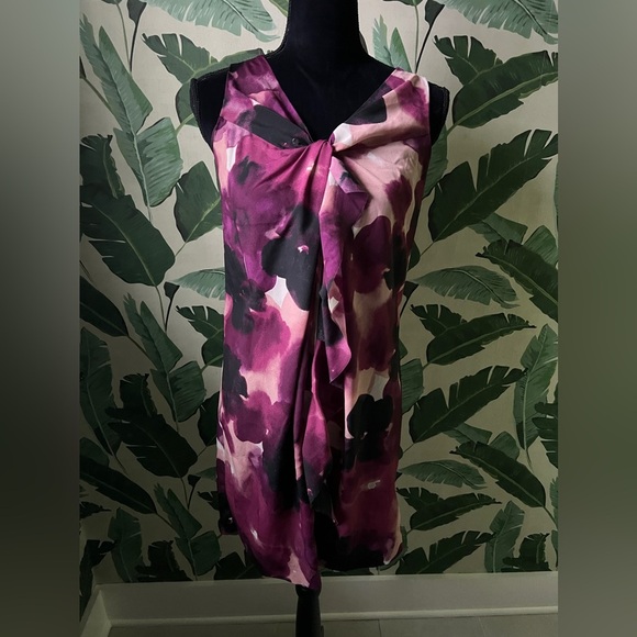 Ann Taylor LOFT Purple Watercolor Floral Shift Dress Size 4P - Picture 1 of 7